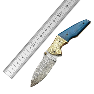 Couteau pliant artisanal en acier Damas, design élégant avec bolster, couteau de poche EDC, manche en os de chameau, lame Drop Point 2,5 mm - Product Image 6