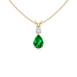 Pendentif solitaire goutte d'eau émeraude pour femme en or 10K 14K 18K et argent 925 935, coupe émeraude, bijoux fins classiques pour fiançailles - Product Image 3