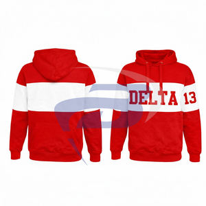 DELTA SIGMA theta DST มีฮู้ดแผงสโมสรฤดูหนาวสีแดงและสีขาวสำหรับครอปสีแดงดีไซน์ท่อปักลายพิมพ์เครื่องแต่งกายวิทยาลัย - Product Image 3