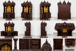 Compre el Templo Sagwan Wood Shree Lakshmi Narayan, un Mandir para el Hogar Tallado a Mano en Estilo Swaminarayan, un producto muy vendido, fabricado y exportado para EE. UU. - Product Image 6