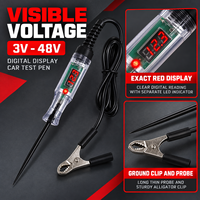 Testeur de tension numérique automobile 3V-48V avec écran LED, sonde longue et pince de masse pour réparation de camions