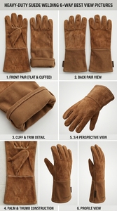 Guantes de Seguridad de Cuero con Puño Largo para Soldadura, Chimenea, Barbacoa y Horno - Product Image 6