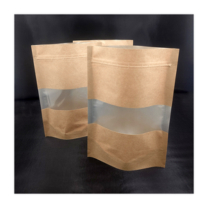 Sac alimentaire en papier kraft avec fenêtre marron avec impression personnalisée et cravate - Product Image 1