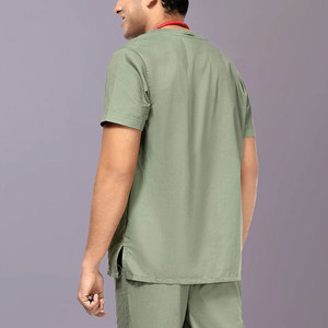 Ensemble de blouses médicales vertes pour hommes en coton et polyester tissé, pantalon inclus - Product Image 6