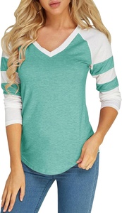 Camiseta raglán de manga larga con cuello en V para mujer - Product Image 6