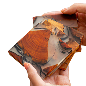 Sous-verres en résine artistique classique de haute qualité et en bois massif, tapis et dessous de verre personnalisés avec isolation écologique - Product Image 4