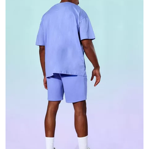 Conjunto de camiseta y pantalones cortos para hombre de la mejor calidad, color liso, manga larga, estilo urbano, con logotipo personalizado. - Product Image 3