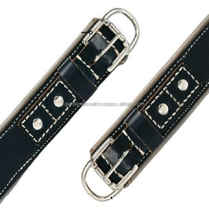 Collares de cuero ajustables para perros medianos o grandes con acolchado gris cómodo y collar de cuero para mascotas con costuras blancas - Product Image 3