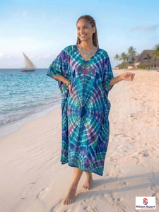 Custom Printed Women Beach <b>Kaftan</b> Dress Loose Fit <b>Summer</b> Cover Up Silk Cotton Rayon Polyester Bulk Manufacturing Service - Product Image 5