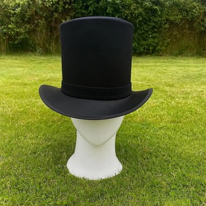 Premium Quality custom Handmade Black Silk <b>Top</b> Hat Victorian Steampunk Cosplay Hat - Product Image 2