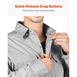 Camicie FR da Uomo 7oz in Cotone Resistente alle Fiamme, Giacca da Saldatura ATPV 9.2 Ca, Abbigliamento di Sicurezza Resistente al Calore Lavabile in Lavatrice - Product Image 3