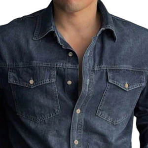 Camisa de Mezclilla de Manga Larga para Hombre, Personalizada, 100% Algodón, Transpirable, de Secado Rápido, Corte Regular, con Botones y Bolsillo en el Pecho, Estilo Clásico - Product Image 3