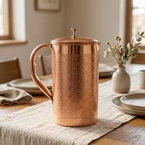 Jarra de Cobre Metálico Premium para Servir Agua y Presentar en la Mesa - Product Image 1