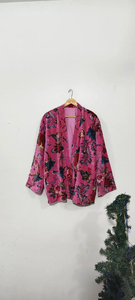 Robe Kimono Longue à Manches Longues en Coton Tissé Imprimé Floral Fait Main, Col en V, Séchage Rapide, pour Demoiselle d'Honneur - Product Image 2