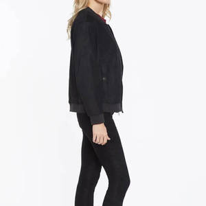 Vornex Industry Oem Custom Black Suede Bomber <b>Jacket</b> For <b>Women</b> <b>Zip</b> <b>Up</b> Casual Wear Factory Wholesale Supplier Ladies Fashion Cuff - Product Image 5