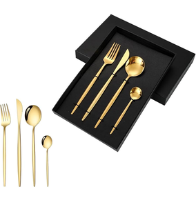 Brass Cutlery Spoon Table Decoration Modern Brass <b>Dessert</b> Spoon 4 Pieces Engraved Handle <b>Dessert</b> Teaspoon Tableware Packing <b>Box</b> - Product Image 1
