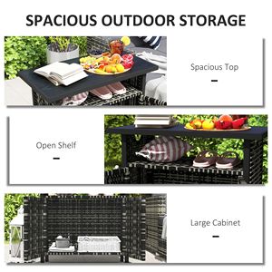 Armadietto portaoggetti da esterno per piscina con organizer e porta asciugamani in rattan PE resistente alle intemperie, portaoggetti per asciugamani da piscina - Product Image 4