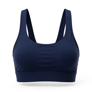 Sujetador deportivo azul real para mujer, sin aros, copa completa, espalda cruzada, de punto, de secado rápido, para todas las estaciones, estilo deportivo - Product Image 1