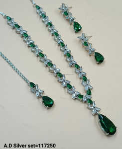 Ensemble de bijoux de mariée en diamant américain classique Collier et boucles d'oreilles en deux pièces pour mariage Style classique à la mode - Product Image 3