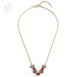Collier pendentif tulipe en zircon plaqué or 18 carats le plus vendu, chaîne à maillons, bijoux indiens tendance pour femmes, vente en gros pour mariages - Product Image 1
