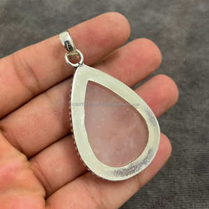 Colgante de Plata de Ley 925 hecho a mano con piedras preciosas reales, forma única de amantes, chapado en plata para mujeres y niñas para compromiso - Product Image 5