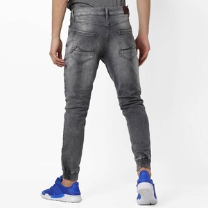 Men's Gray Skinny Fit Stonewashed Denim <b>Jeans</b> <b>Elastic</b> <b>Waist</b> Casual Breathable Cotton Men's Denim Pants - Product Image 5