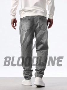 กางเกงยีนส์เดนิมทรงตรงสีเทาสำหรับผู้ชาย ยี่ห้อ BLOODLINE รุ่น Stonewashed เอวกลาง ผ้าฝ้าย สไตล์ลำลองสำหรับฤดูใบไม้ร่วง - Product Image 3