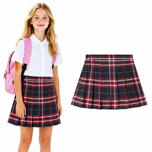 กระโปรงเด็กเอวยางยืด ผ้าโพลีเอสเตอร์ผสมวิสโคส กระโปรงนักเรียนประถม กระโปรงจีบพร้อมกางเกงขาสั้น รับทำโลโก้ ชุดนักเรียนหญิง - Product Image 1
