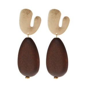 Boucles d'oreilles pendantes en bois tendance 2026 pour femme, faites à la main, rustiques, personnalisées, pour fêtes et usage quotidien, bijoux fantaisie - Product Image 1