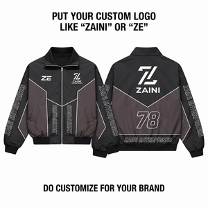 Chaqueta Cortavientos de Poliéster de Primera Calidad, 140 GSM, Diseño de Paneles en Negro y Gris, Logotipo Impreso Personalizado, Cierre Completo, Ligera - Product Image 1
