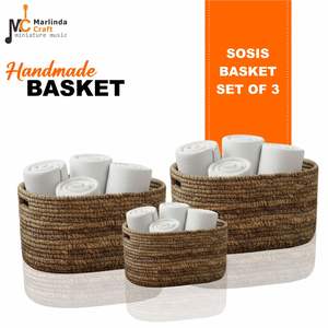 Ensemble de 3 paniers SOSIS en écorce de bananier, artisanat - Product Image 1