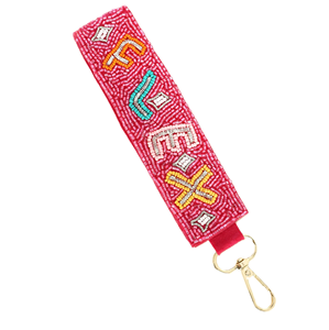 Porte-clés brodé artisanal en perles de rocaille fait main, motif personnalisé - Product Image 3