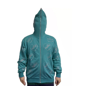 Wholesale Digital Printing New Arrival Full Face Hoodie Heavyweight Print Oversized Plain Full <b>Zip</b> <b>up</b> Thermal Hoodie - Product Image 2