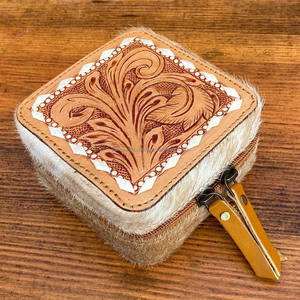 New Cowhide Mini Jewelry Display <b>Box</b> Organizer Portable Luxury Jewelry Storage <b>Box</b> Tooled Leather <b>Travel</b> Jewelry Case Wholesale - Product Image 3