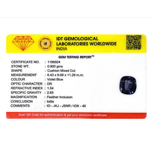 Certified 4.5 Carat Natural Iolite (Neeli) Loose Gemstone-AA Quality Fancy Cut - Product Image 4