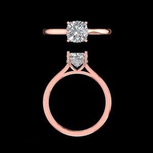 Bague de fiançailles solitaire en diamant taille coussin en or rose 18 carats, pierre centrale de 0,81 carat, bijou de mariée minimaliste, cadeau pour elle - Product Image 3