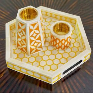 Fait à la main en Inde décoratif os incrustation résine encens Bakhoor brûleur plateau ensemble pin parfumé arabe encens Mubhkar Oud brûleur boîte - Product Image 6