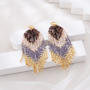 ต่างหูห้อยประดับลูกปัด Miyuki สไตล์โบฮีเมียน ทำมือสำหรับผู้หญิง โดย MD HANDICRAFTS - Product Image 4