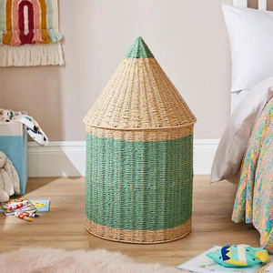 Organisateur de rangement en osier fait main en forme de crayon, mignon et pratique, pour jouets, livres, vêtements de bébé, chambre d'enfant et salle de jeux - Product Image 3