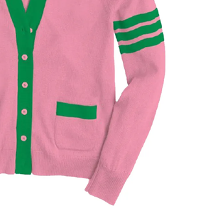 Cárdigans Rosados con Cuello en V, Manga Larga, Color Sólido, Tejido Acrílico, con Bolsillos, Corte Regular, para Todas las Temporadas, Suéteres para Hermandades y Fraternidades - Product Image 3