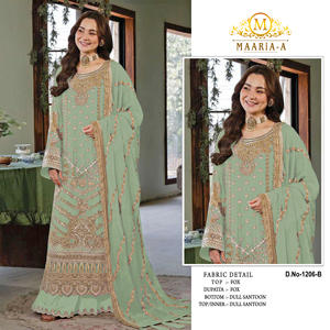 Traje pakistaní completamente cosido de georgette sintético pesado con bordado de lentejuelas y trabajo Khatli, Salwar Kameez para boda - Product Image 2