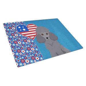 USA American Toy Caniche gris Design Planche à découper en verre trempé de grande taille pour la cuisine servant des assiettes décoratives - Product Image 1
