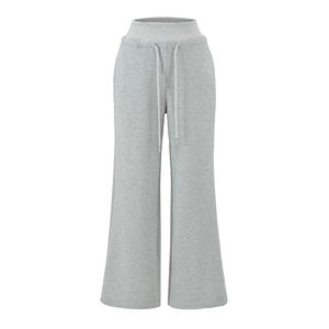 Pantalones de Punto de Cintura Alta y Pierna Ancha para Mujer, Color Sólido, Cintura Elástica con Cordón, Corte Holgado Informal, Largura hasta el Tobillo, para Primavera - Product Image 5