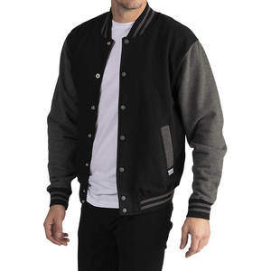 Men's Tonal Black Charcoal Varsity Jacket Two Tone Heavyweight Letterman Baseball Style Streetwear Customized Wholesale <b>Coats</b> - Product Image 5