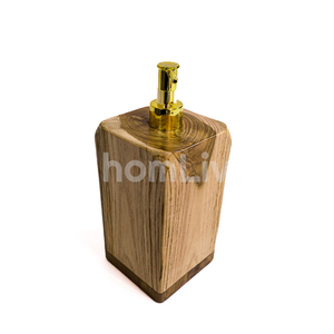 Solid Wood Sustainable Handmade Natural Teak Wood Decorative Squared Liquid <b>Soap</b> Dispenser Bathroom Lotion Pump Bottle Accessory - Product Image 1