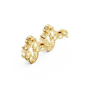 Pendientes de Diamantes Cultivados en Laboratorio con Corte Redondo, Oro de 14K y 18K, Diseño Floral de Tres Pétalos, 0.27Ct DEF VVS, Elegantes Pendientes Finos para Novia, ODM - Product Image 4