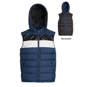 Men's White Hooded Sleeveless <b>Quilted</b> Jacket Canvas Windproof Polyester Winter Minimalist Style <b>Single</b> Breasted - Product Image 6