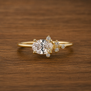 Anillo de Compromiso Solitario de Oro Amarillo de 14K con Diamante Cultivado en Laboratorio de Corte Ovalado, 3.06CT, Color E, Claridad VS1, Regalo de Aniversario para Mujer - Product Image 1