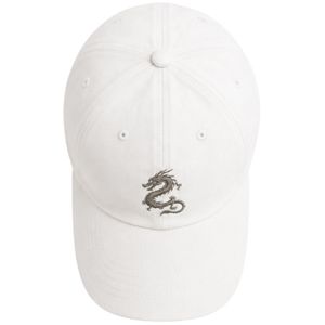 หมวกเบสบอลปักลายมังกรขาว ปรับขนาดได้ ผ้าฝ้าย สไตล์ Dad Hat มินิมอล สตรีทแวร์ แฟชั่น ยูนิเซ็กซ์ รับผลิตตามแบบ OEM ODM ขายส่ง - Product Image 1
