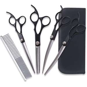 Wholesale Pet Grooming <b>Scissors</b> Set Steel 4 in 1 <b>Dog</b> Cat Hair Thinning Curved Shears Kit - Product Image 4